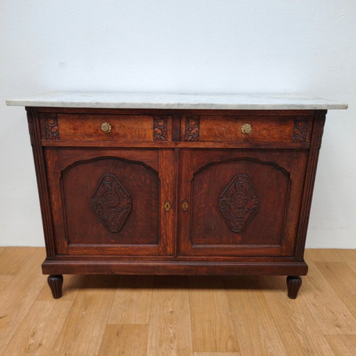 Antike Kommode, Anrichte, Schrank, Waschtisch mit Marmorplatte 302