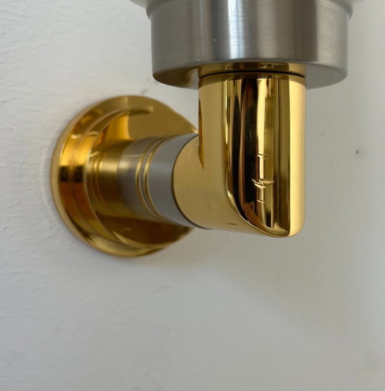 Image 1 of Coppia di applique vintage, ottone opalino e acciaio, Germania 1970