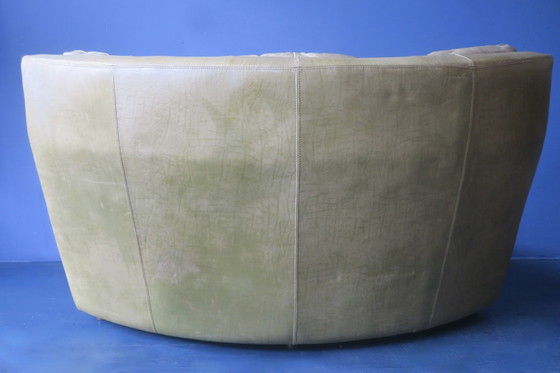 Image 1 of Poltrona angolare grande in pelle verde oliva patchwork di Laauser, anni '70