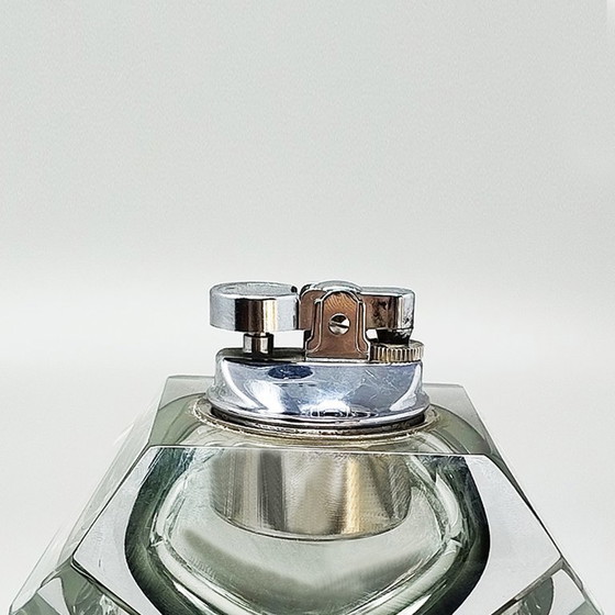 Image 1 of Briquet de table exceptionnel des années 1960 en verre Sommerso de Murano, signé Flavio Poli pour Seguso