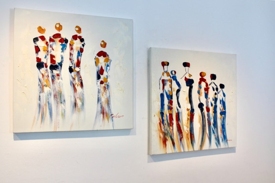 Together set of Paintings hand-signed, Oil on Canvas by Calaro, Paintings & Drawings, Black (photo 5 of 10)