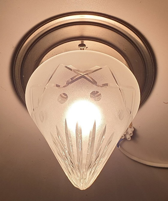 Image 1 of Lámpara de techo Art Déco con cristal tallado.