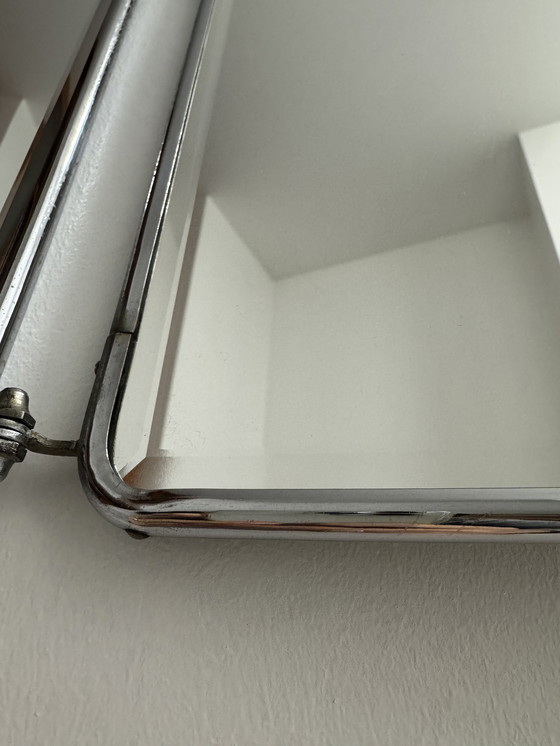 Image 1 of 1950s beveled triptych barber mirror