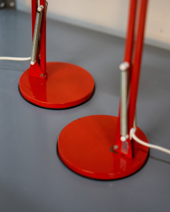 Image 1 of 2 X Danish Red Table Lamps By Lyskær Belysning