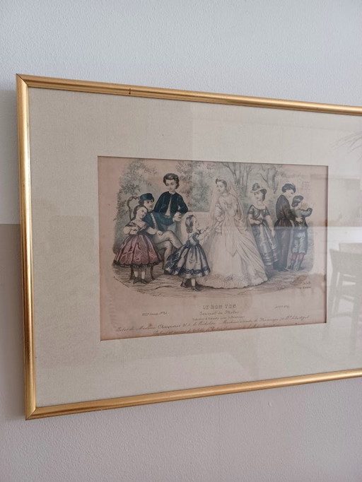 Stampa di moda vintage, incorniciata. Chic parigino. Giornale di moda