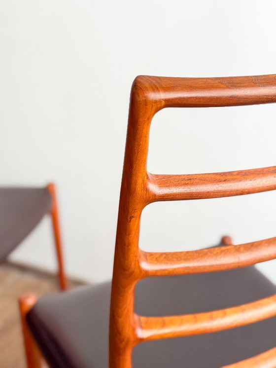 Image 1 of Niels O. Møller Modell 82, Embassy-Stühle aus Teakholz und Leder, 6er-Set, für J.L. Moller