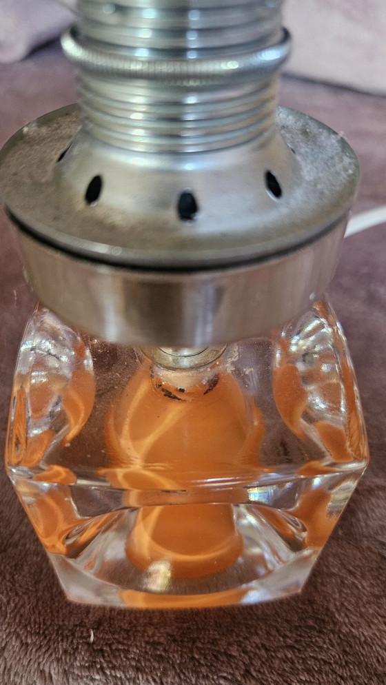 Image 1 of Lamp base cube resin orange retro