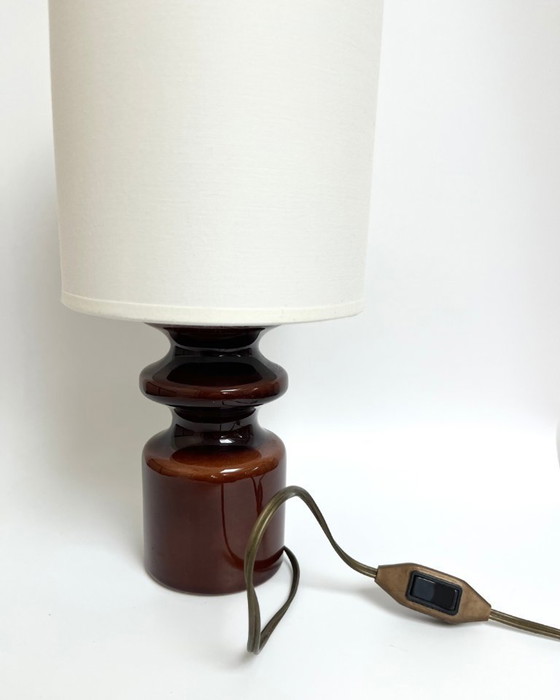 Image 1 of Vintage bruine keramische tafellamp – Frankrijk, jaren 70