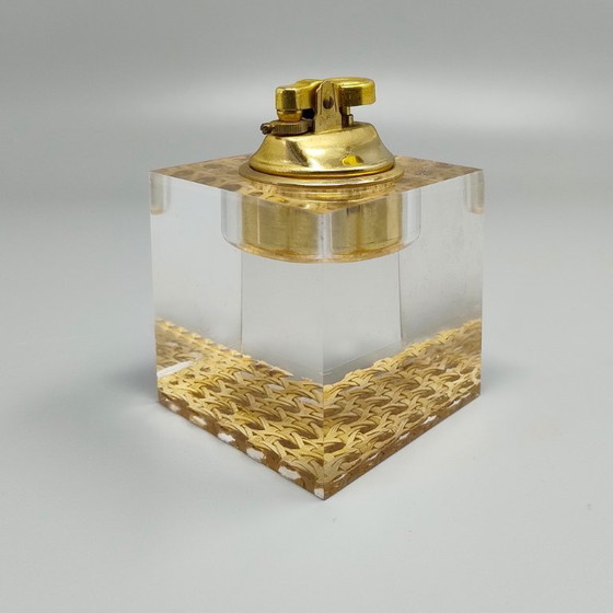 Image 1 of 1970s Stunning Table Lighter in Vienna Straw By Geolel. Made in Italy