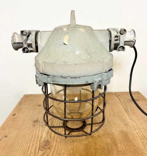Image 1 of Industrial Bunker Ceiling Light with Iron Cage from Elektrosvit, 1970s