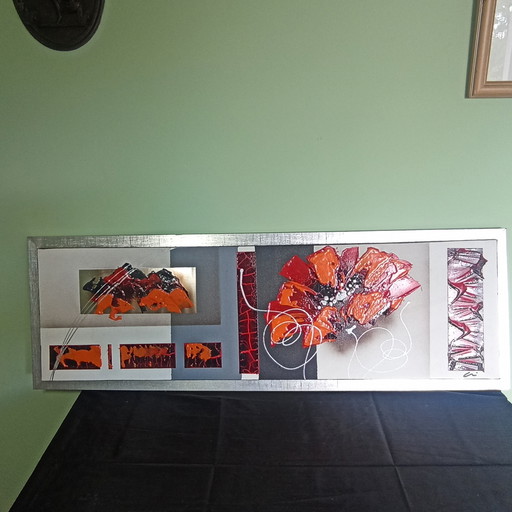 Pintura abstracta moderna de técnica mixta – Panorama (100x33 cm)