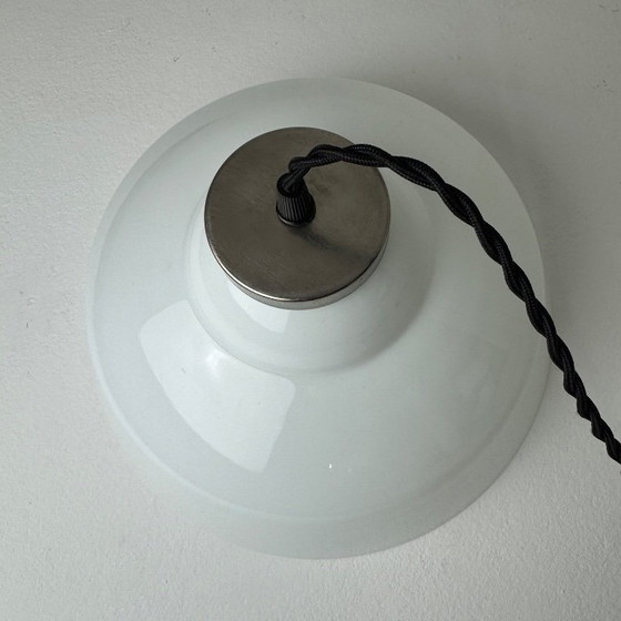 Image 1 of Vintage 30cm Opaline Glass Pendant Light