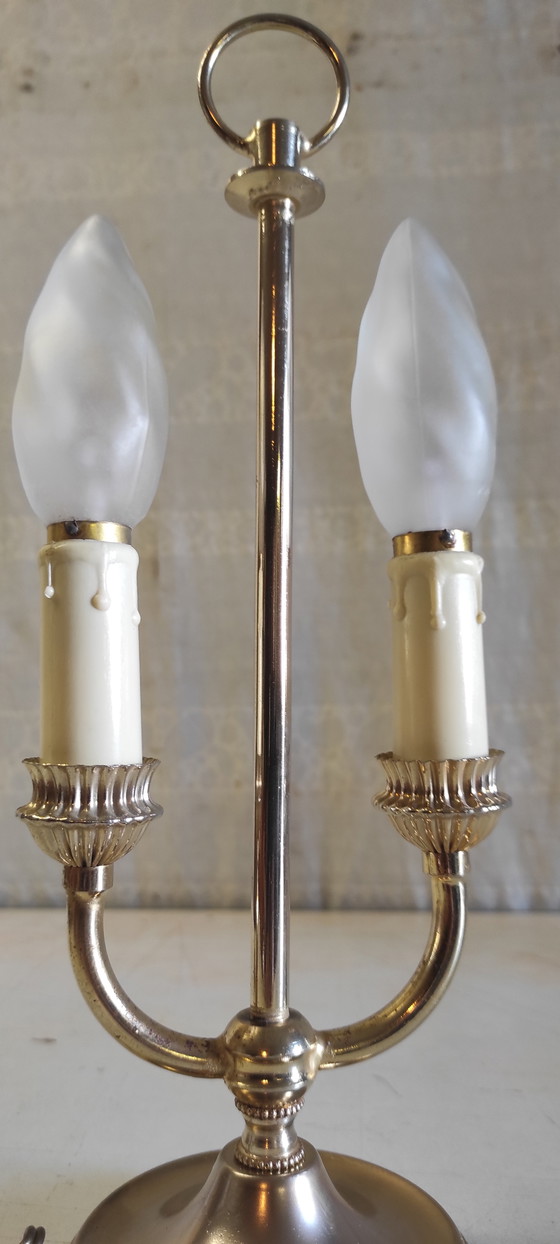 Image 1 of Two-light bouillotte lamp in brass and gilt metal - mid-20th century