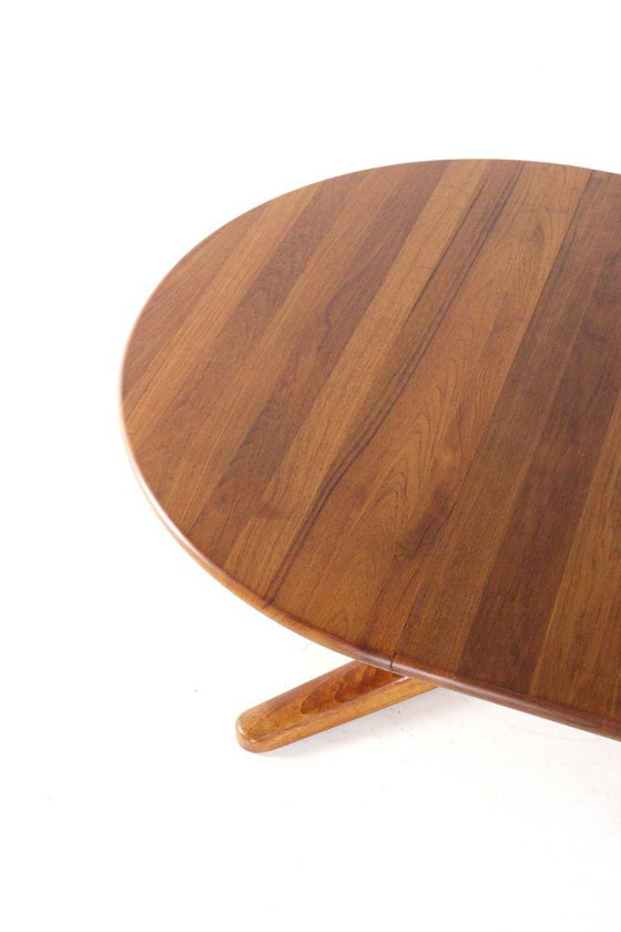 Image 1 of Deense ronde 2x verlengbare eettafel gerestaureerd vintage teak