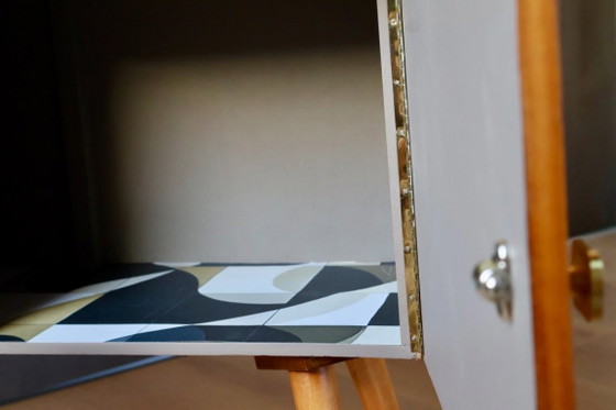 Image 1 of Restyled Mid-Century Cabinet with Graphic Details