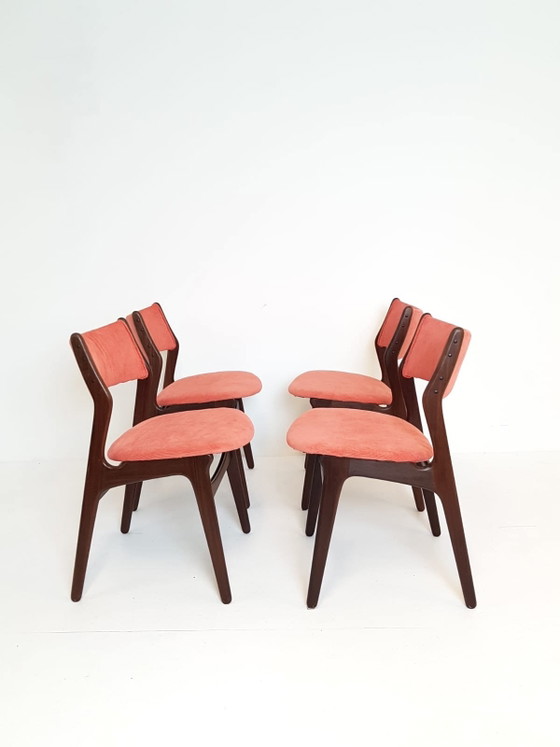 4 Danish Teak Wood Dining chairs Newly Upholstered – Polyester (photo 4 of 15)