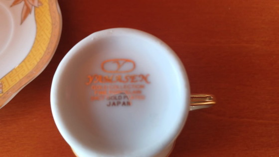 Image 1 of Set di 6 tazzine da caffè espresso vintage in porcellana Yamasen Japan, placcate in oro 24 carati.