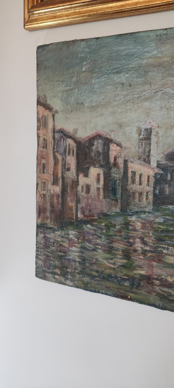 Image 1 of Enzo Volta - Veduta di Roma (Tevere), 1977 - Olio su tavola