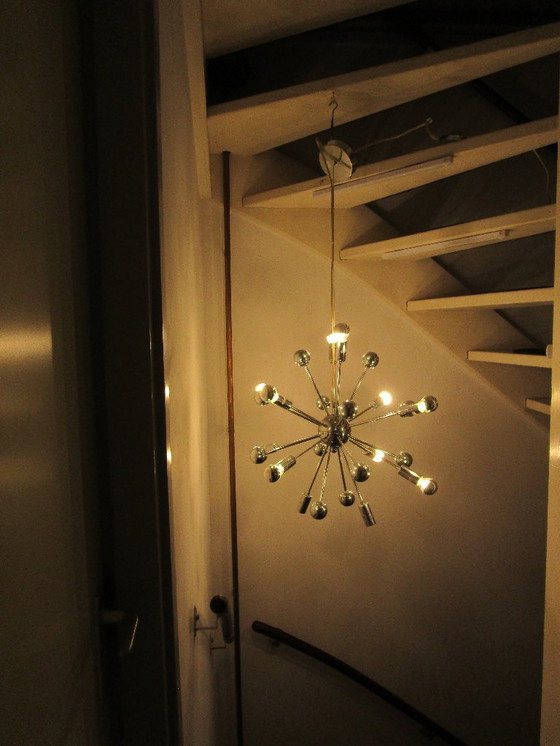Image 1 of Sputniklamp Spoetniklamp Vintage Space Age 12 reflector lampjes.