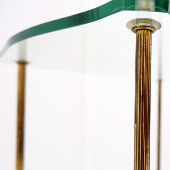 Image 1 of Table d'appoint en laiton avec double plateau en verre, style Maison Jansen - Circa 1940