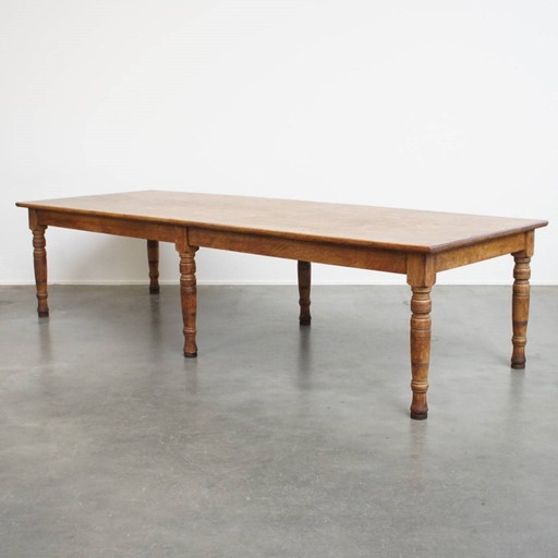 Grande table à manger/rassemblement en chêne de la fin du 19e siècle