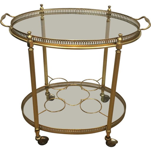 Table roulante vintage ovale néoclassique 1970