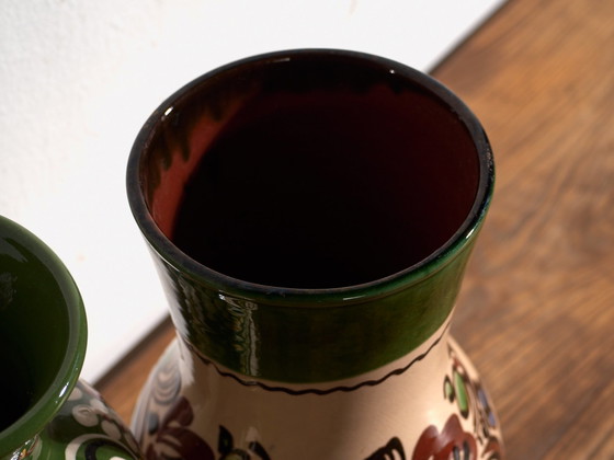 Pair of Vintage Glazed Ceramic Vases, Central Europe, circa 1950 #2, Red (photo 2 of 11)
