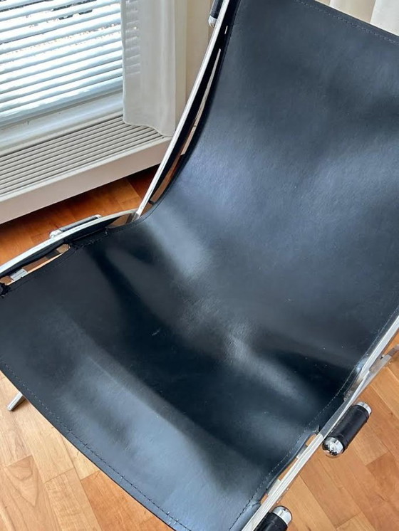 Image 1 of Black Leather Scissor Chair by Antonio Citterio for Flexform – Italian Design, 1980