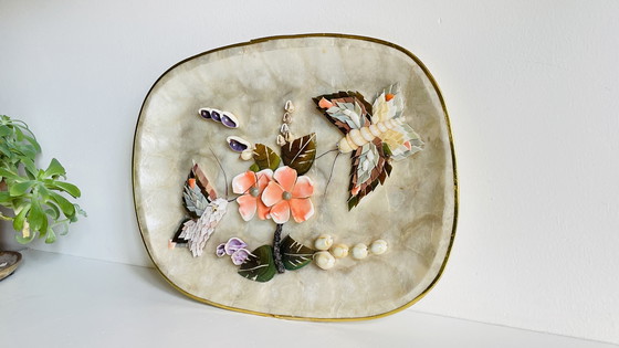Image 1 of Vassoio vintage in madreperla e conchiglia