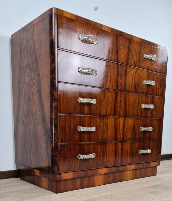 Cómoda Art Déco Veneciana con 5 Cajones, 1940 – Italian Manufacturing, Wood (photo 3 of 29)