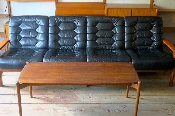 Image 1 of Danish 4-Seater Sofa with Leather Upholstery 244cm, 1960s