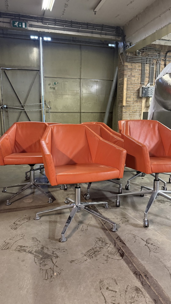 Image 1 of 7x Casala Parker designstoelen | Oranje leer