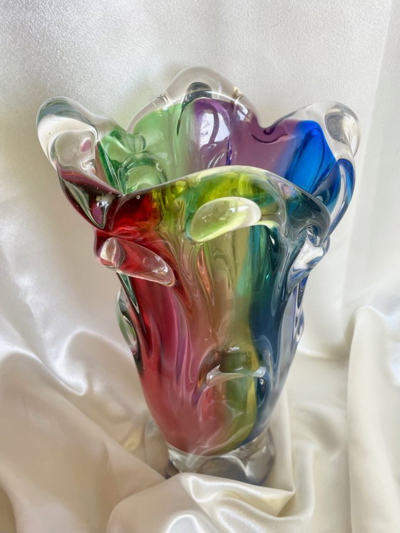 Image 1 of Élégant vase en verre soufflé à la bouche - Marinha Grande, Portugal