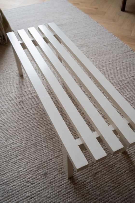 White metal slatted bench, Coffee tables, Modern (photo 6 of 12)