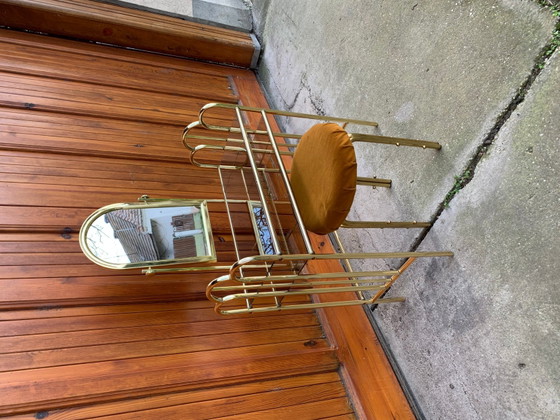 Toletta e Sgabello Vintage in Ottone, Anni '50, Set di 2 – Tolette (photo 6 of 6)