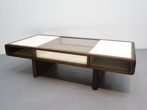Image 1 of Vintage Wenge Coffee Table with Smoked Glass - Space Age Style
