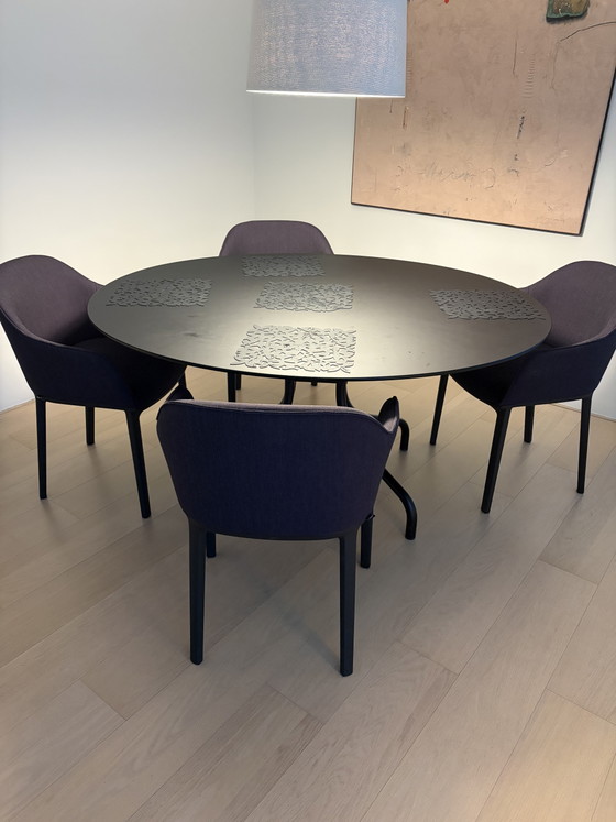 4 sillas de comedor Vitra, Plástico, Textil, Púrpura (foto 5 de 5)