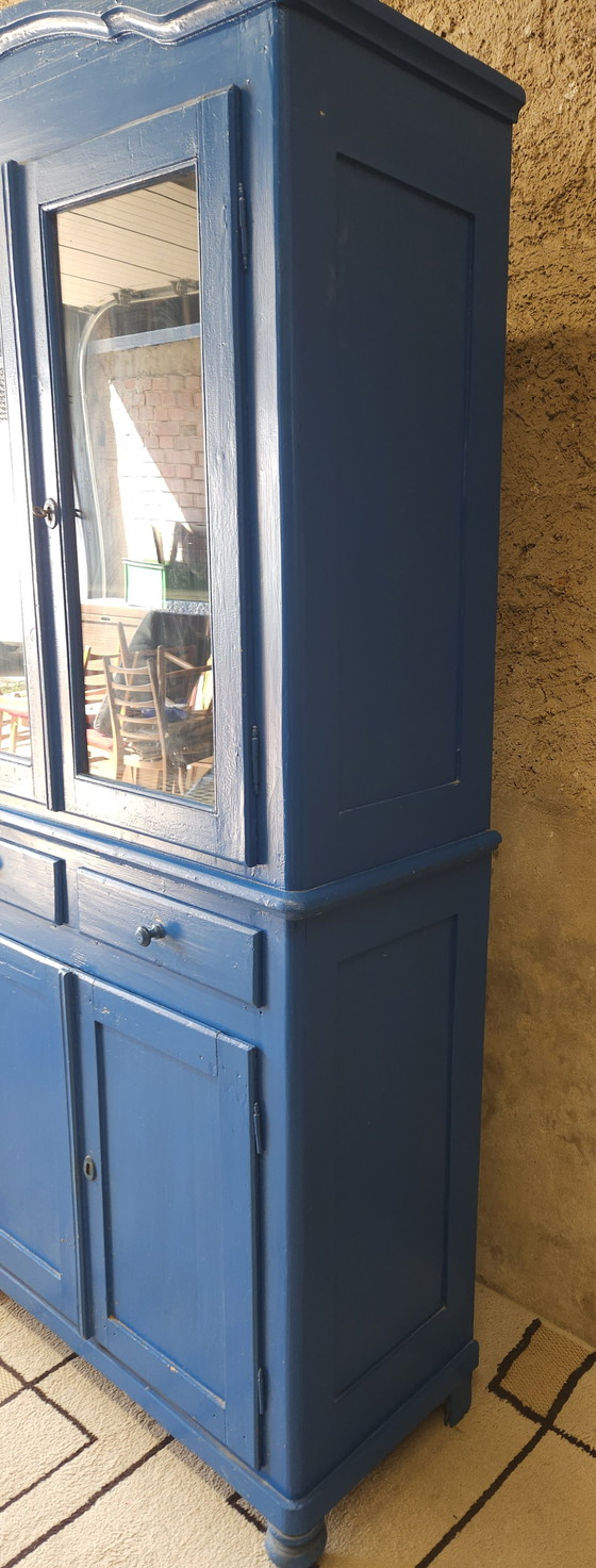 Image 1 of Altes Buffet, Geschirrschrank aus blauem Holz 1960