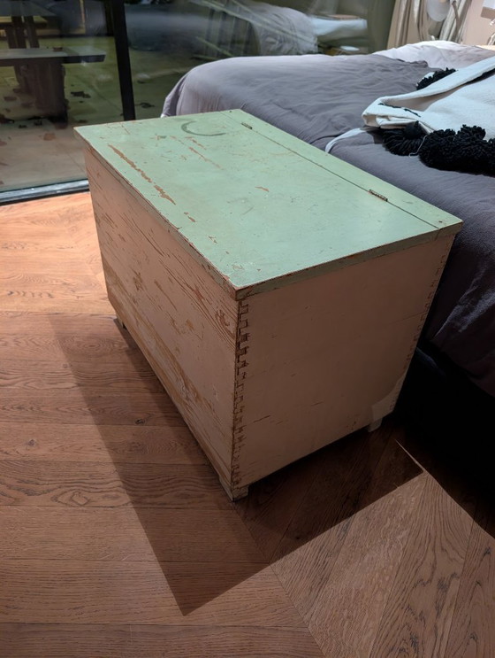 Image 1 of Houten kist vintage wit / groen