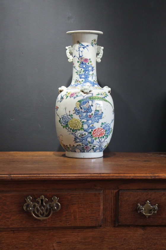 Antique Chinese Rouleau Vase – Ceramic, Porcelain (photo 8 of 16)