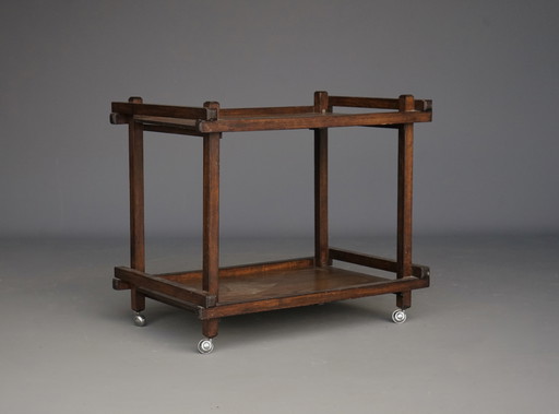 Modernist Oak Tea trolley. 1950s