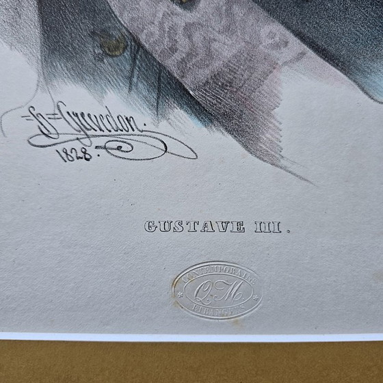 Image 1 of Litografía antigua de Gustavo III, obra de H. Grevedon, de 1828.