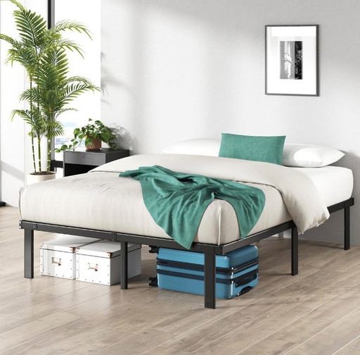 Zinus Caleb Bed 100 x 200 cm - Height 36 cm with Under-Bed Storage - Metal Platform Bed Frame - Foldable Bed Frame - Black