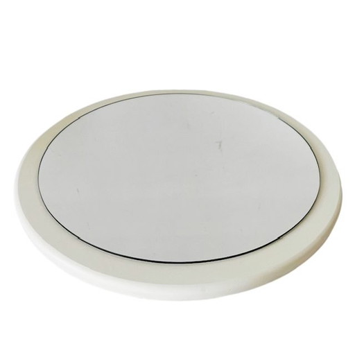 Italienischer Spiegel, weißes Holz, Mid-Century-Space-Age-Stil, 1970er Jahre