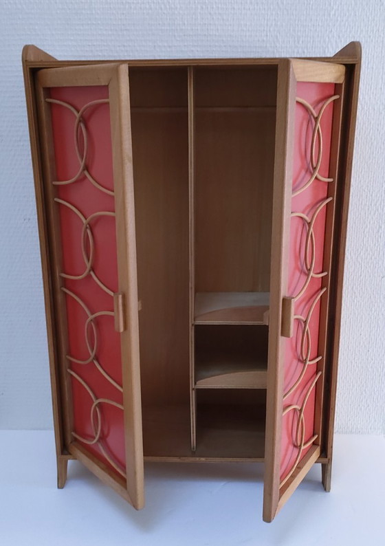 Image 1 of Puppengarderobe aus Holzgeflecht im Stil der 60er Jahre