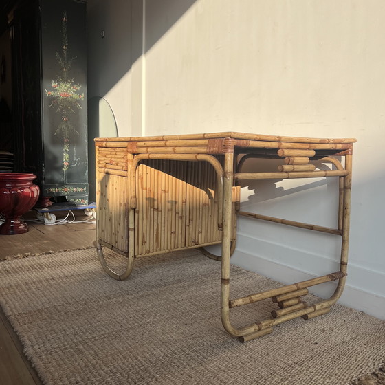 Image 1 of Rotan Bamboe Bureau Mid Century Vintage