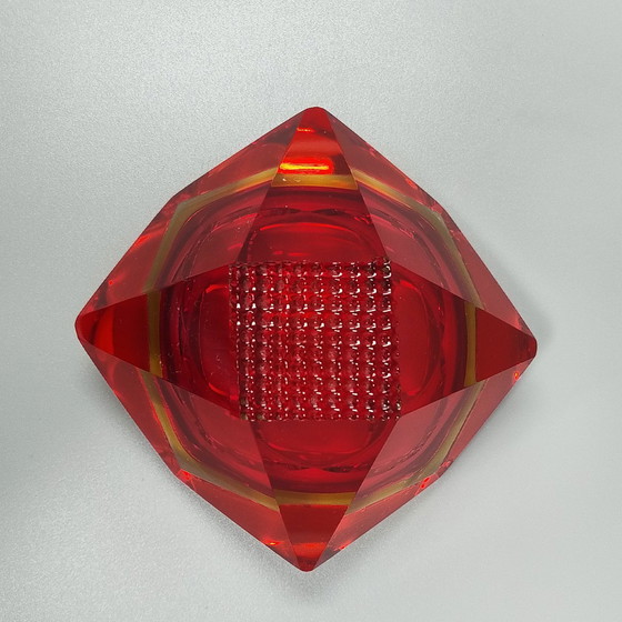 Image 1 of 1960s Gorgeous Red and Yellow Ashtray or Catchall by Flavio Poli for Seguso. Made in Italy