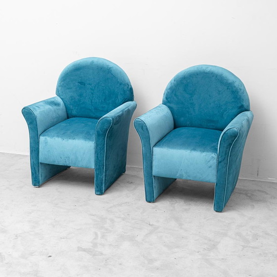 Coppia di poltrone vintage in velluto blu anni ’70 modernariato – Velvet (photo 5 of 10)