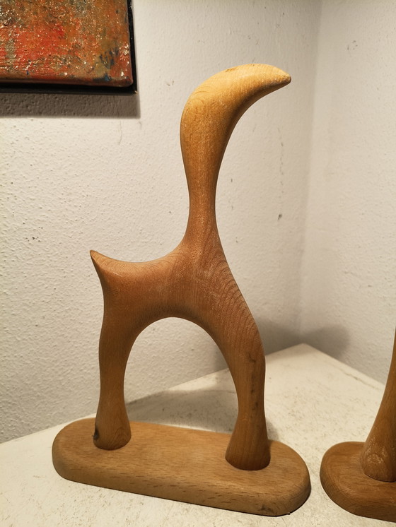 Image 1 of Sculture di animali in legno astratte moderniste dal design vintage