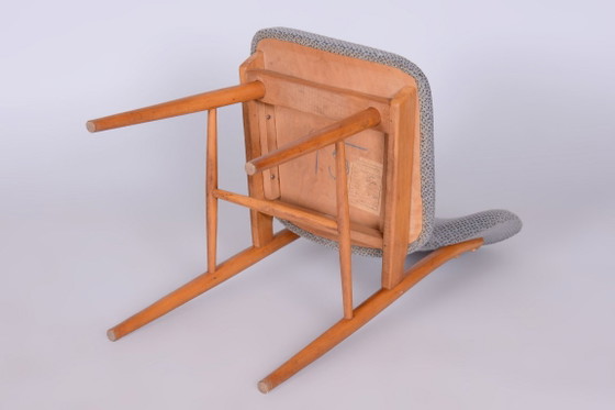 Set of Four Original Mid-Century Modern Chairs, Beech, Czech, 1960s – Jitona, Dining chairs, Textile, Wood (photo 8 of 15)